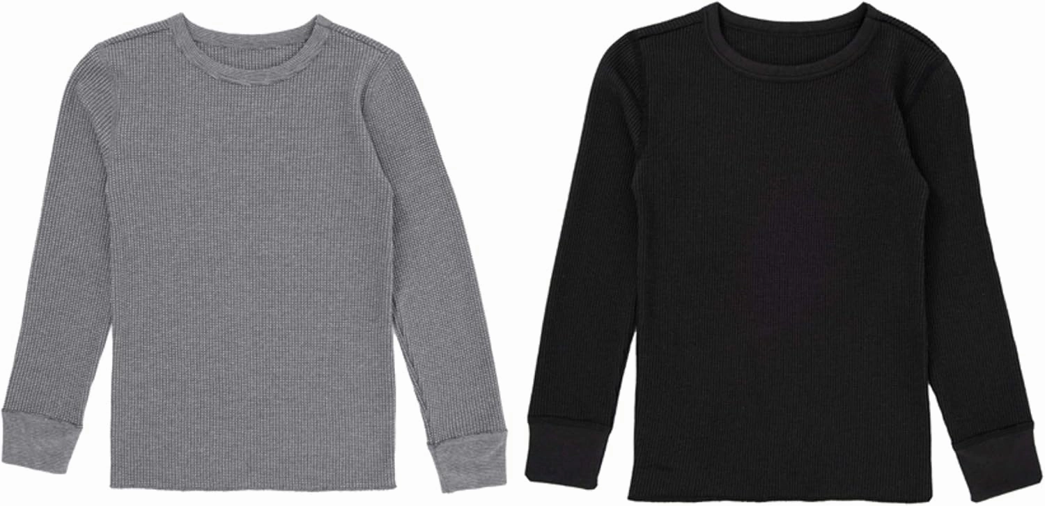 Fruit of the Loom boys Premium 2-pack Thermal Waffle Crew Top