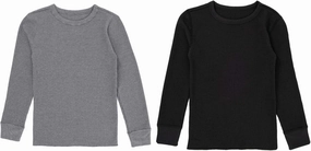 Fruit of the Loom boys Premium 2-pack Thermal Waffle Crew Top