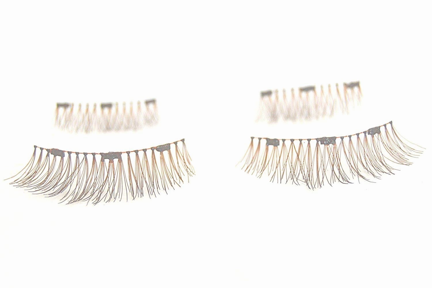Full Coverage Natural Look Magnetic Lashes 100% Human Hair - 3 Magnets - Curves with Eye Shape (Short, Brown)
