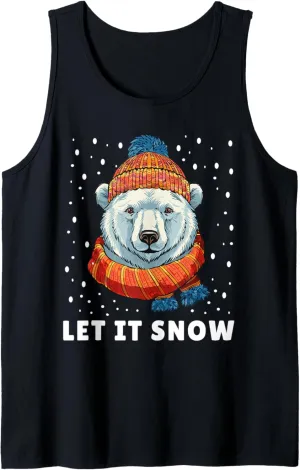 Funny Polar Bear Tee Winter Christmas Ice Bear Let It Snow Tank Top
