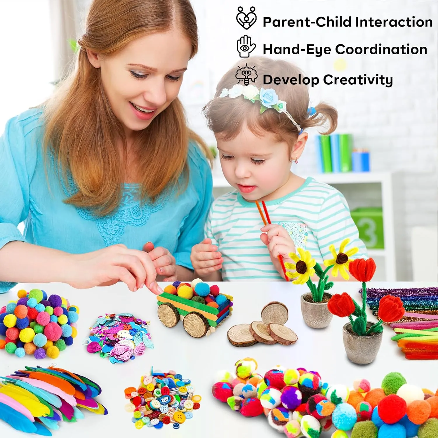 FUNZBO 4000 pcs Arts and Crafts Supplies for Kids -Girl Craft Kit Materials for Kids Age 4 5 6 7 8-12 Birathday Gifts for Girls and Boys Crafts for Girls Ages 8-12 Arts Activities