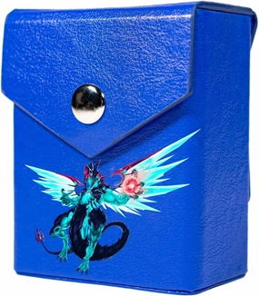 Galaxy Dragon Deck Box / Deck Case - Built-in Belt Loop / Clip - Hard Shell Faux Leather - Compatible with YGO, MTG, CFV, Digimon, F&B and other TCG (80 Size, Silver snap No clip, Blue)