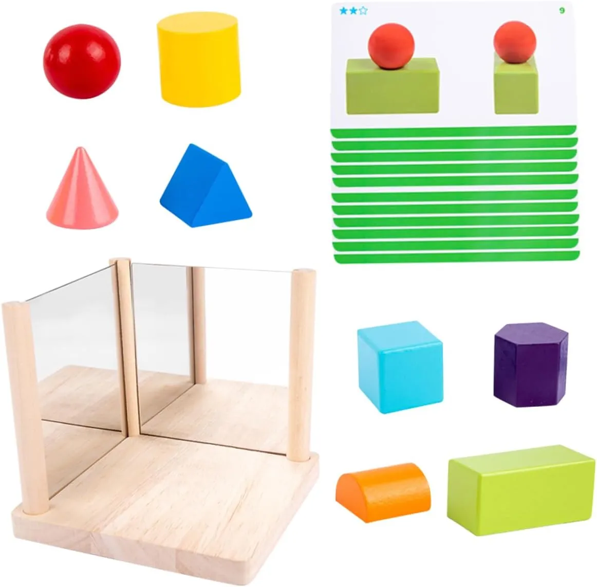 GALPADA 1 Set Delicate Building Blocks Multidimensional Educational Puzzle Mirror for Shape Cognition and Cognitive Development