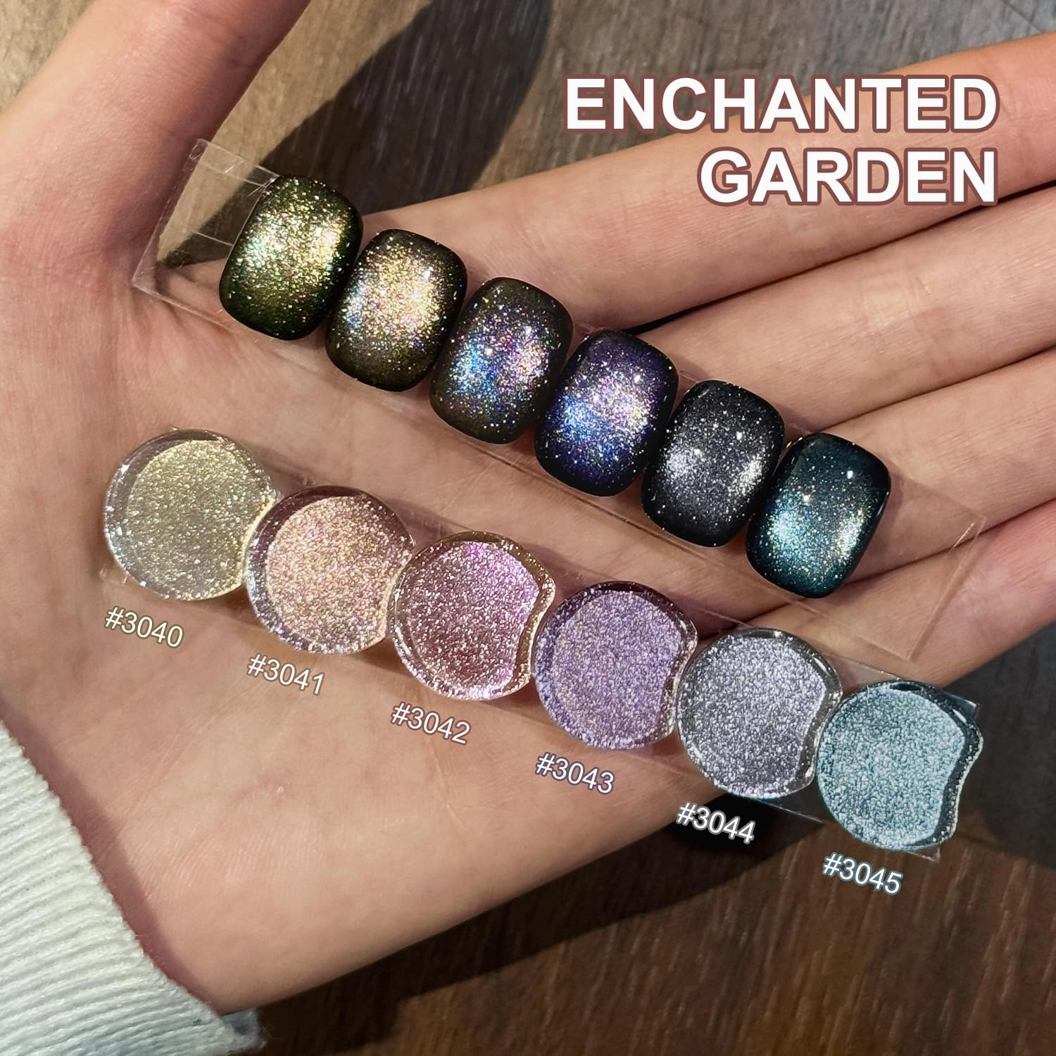 GAOY Colorful Cat Eye Gel Polish Kit with Magnet, 6 Colors Glitter Holographic Nail Polish Set, Soak Off UV Cure Gel for DIY Manicure at Home, Enchanted Garden