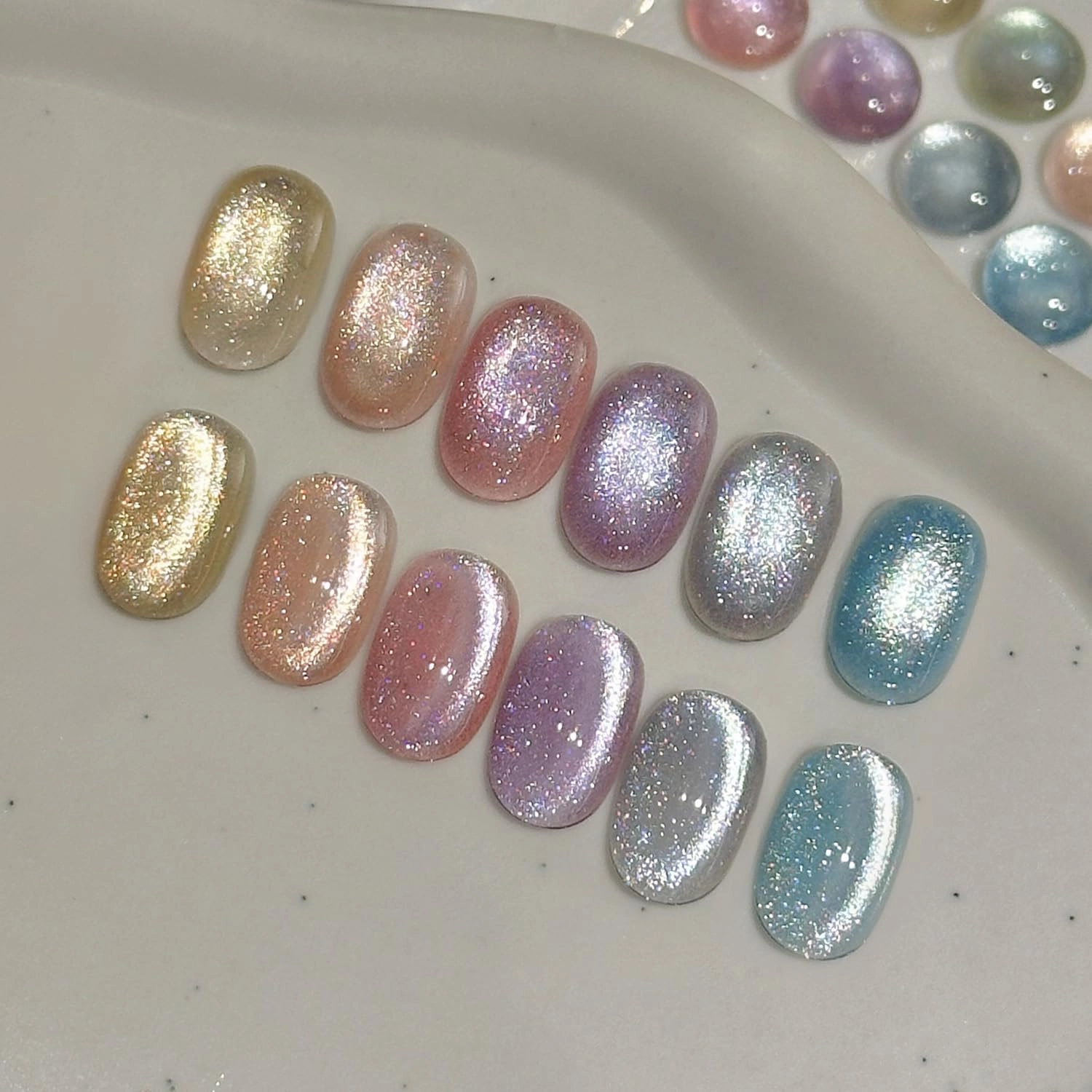 GAOY Colorful Cat Eye Gel Polish Kit with Magnet, 6 Colors Glitter Holographic Nail Polish Set, Soak Off UV Cure Gel for DIY Manicure at Home, Enchanted Garden