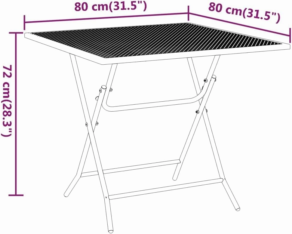 Garden Table Anthracite Large, Durable, Metal Mesh for Outdoor Dining, Camping, Picnic, Living Spaces