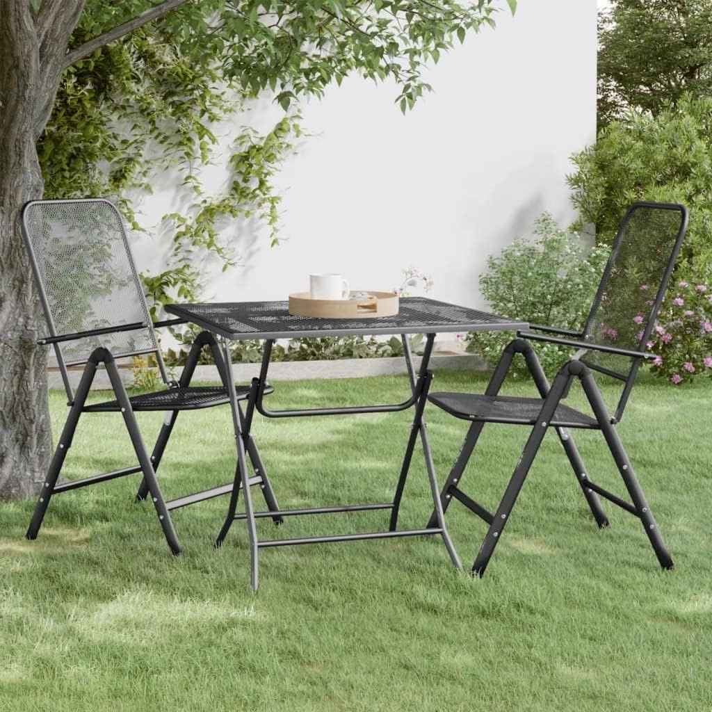 Garden Table Anthracite Large, Durable, Metal Mesh for Outdoor Dining, Camping, Picnic, Living Spaces