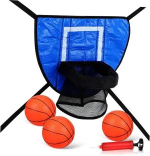 Garneck Trampoline Basketball Hoop Set with 3 Mini Balls & Pump - Waterproof Outdoor Basketball Game for - Fun Trampoline Sports Accessory for Active Play