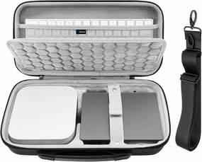 Geekria Desktop Computer Hard Travel Case, Compatible with Apple 2024 Mac mini M4 / Mini M4 Pro, Fit for Magic Keyboard, Mouse, Trackpad and Accessories (Dark Gray)