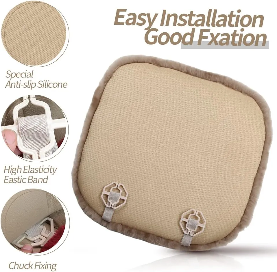 Genuine Sheepskin Auto Seat Pad, Australian Soft Wool Seat Cover Breathable and Sweat-Wicking Comfort Warm Universal Fit,19.2 inch x19.2 inch (Front seat Cushion 1pc, Light Brown)