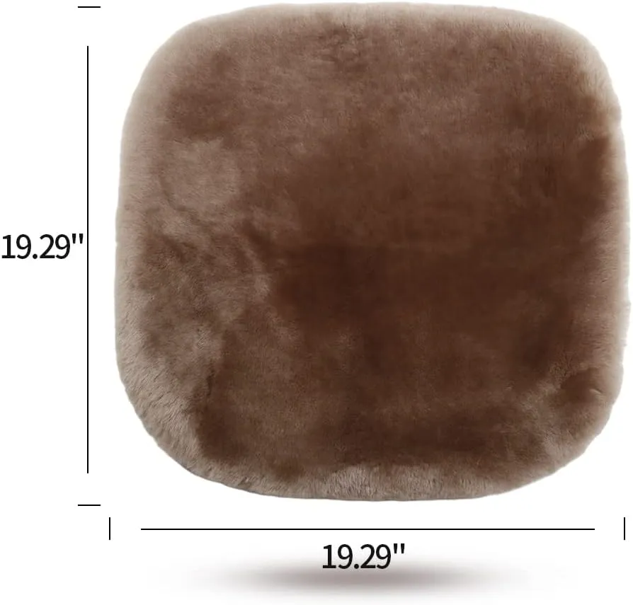 Genuine Sheepskin Auto Seat Pad, Australian Soft Wool Seat Cover Breathable and Sweat-Wicking Comfort Warm Universal Fit,19.2 inch x19.2 inch (Front seat Cushion 1pc, Light Brown)