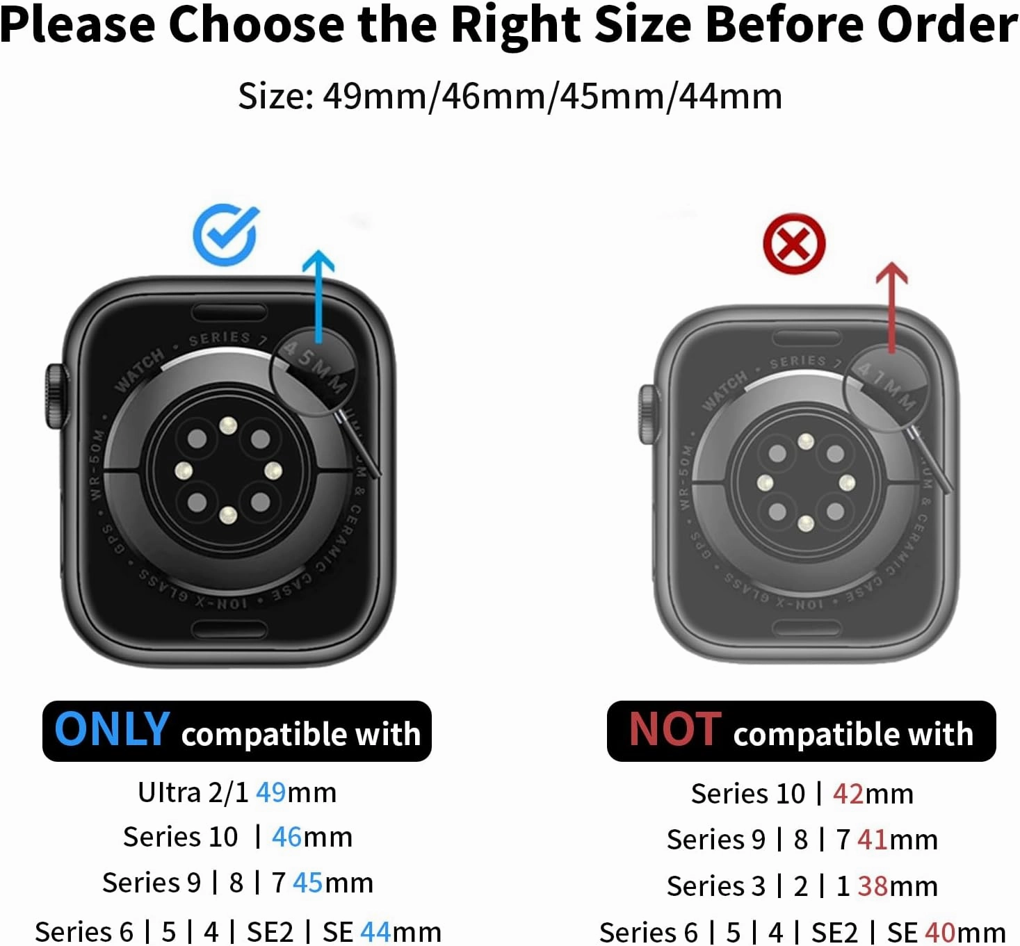 Genuine Leather Band Compatible with Apple Watch 44mm45mm46mm49mm for Men, Leather Strap with Magnetic H-Shaped Buckle for iWatch Ultra Series 10 9 8 7 6 5 4 SE