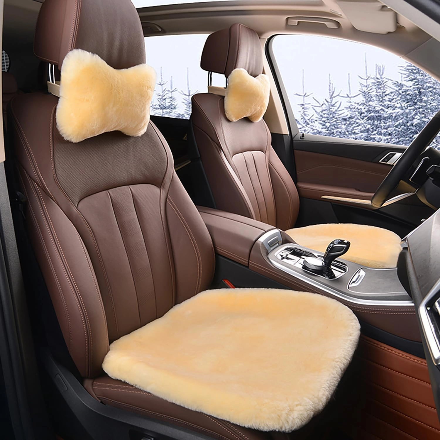 Genuine Sheepskin Car Seat Cushion Natural Fur Wool Seat Cover for Cars Trucks SUV Soft Comfort Office Chair Protector Pad Car Accessories Universal Fit