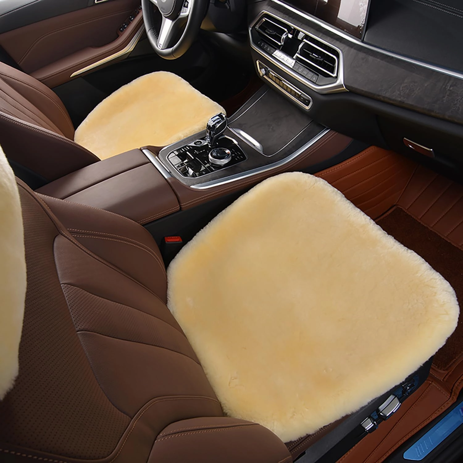Genuine Sheepskin Car Seat Cushion Natural Fur Wool Seat Cover for Cars Trucks SUV Soft Comfort Office Chair Protector Pad Car Accessories Universal Fit