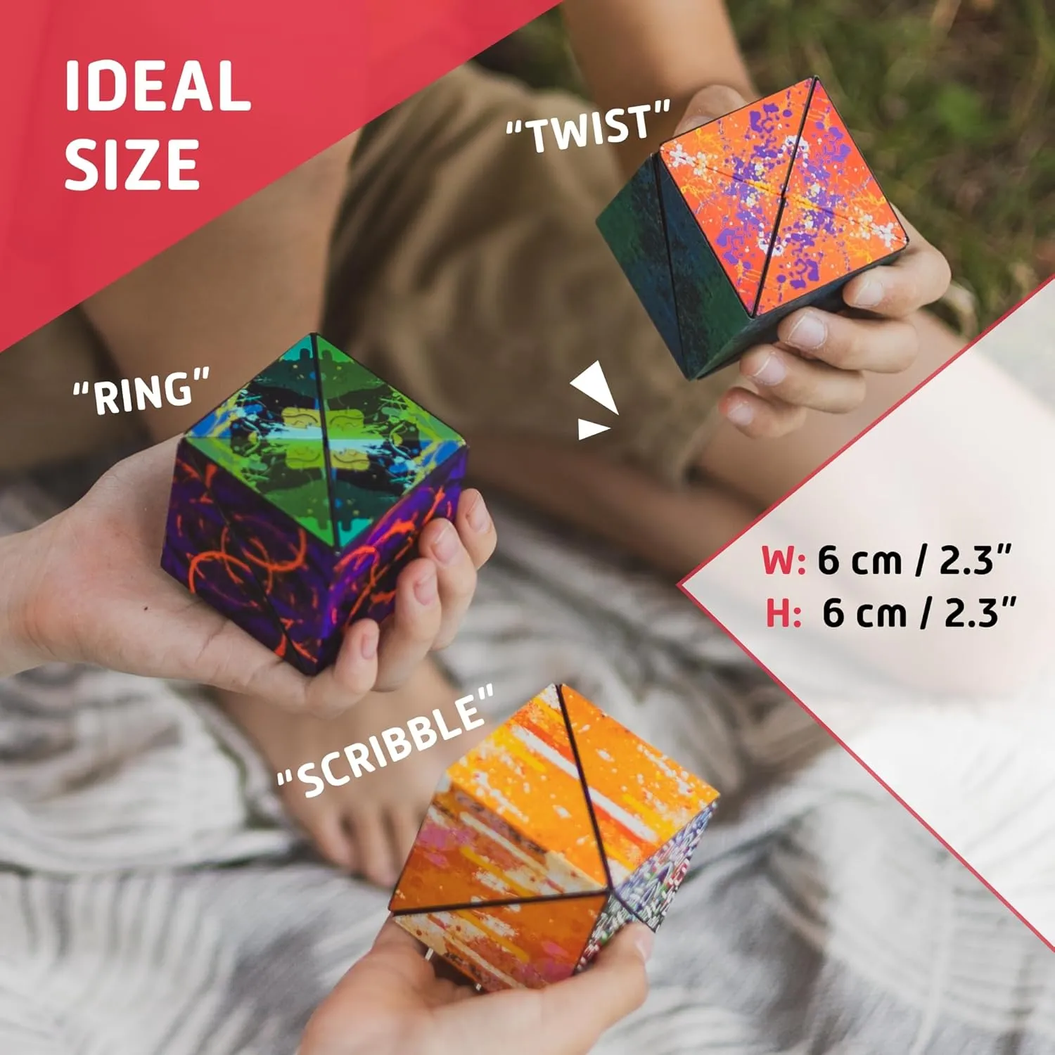 Geometric Origami Puzzle - Infinity Fidget Cube for Adults, Kids & Teens – Mesmerizing & Magnetic Shape Shifting Box w/ 48 Rare Earth Magnets - by Fun in Motion Toys (Twist)