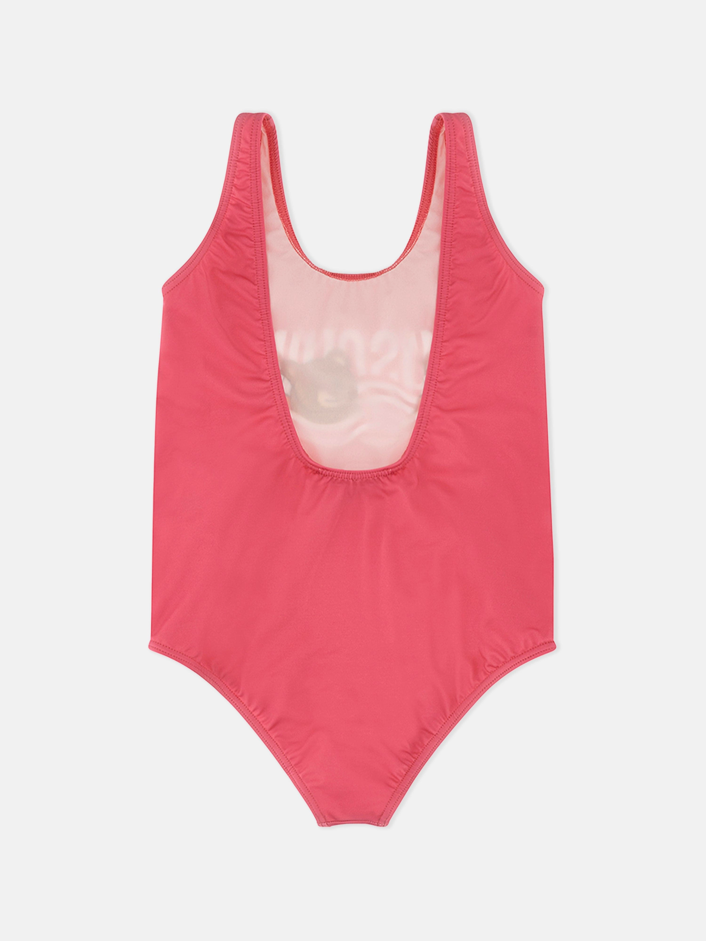 Girls Bear Logo Swimsuit in Pink