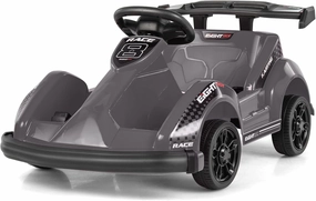 GLACER Electric Go Kart for Kids, 6V Battery Powered Kids Go Kart w/ 2.4G Remote Control, Electric Ride On Car w/Soft Start, Sound and Music Function, Electric Ride On Toy Gift for Boys Girls (Black)