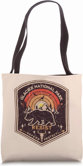 Glacier National Park Resist Bear Alt US Protect Defend Tote Bag
