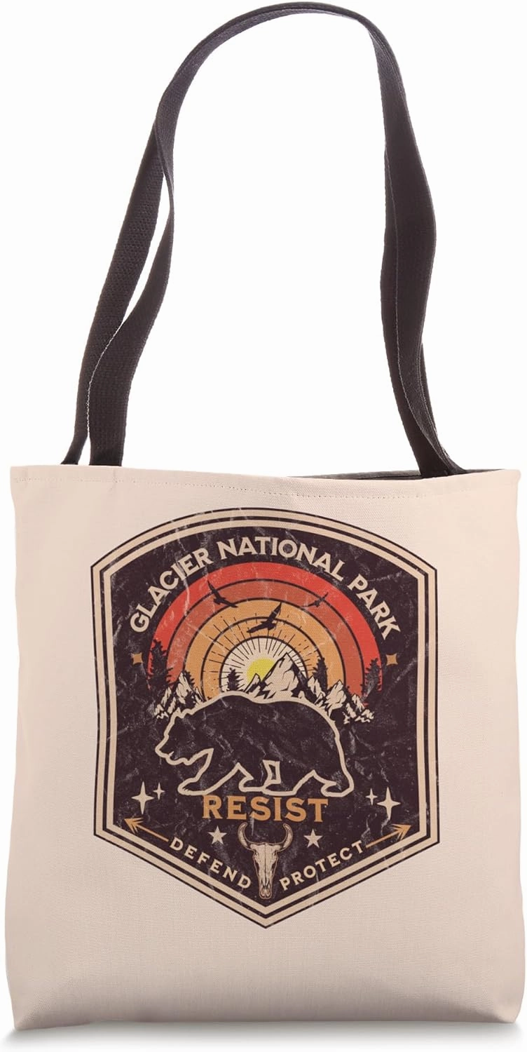 Glacier National Park Resist Bear Alt US Protect Defend Tote Bag