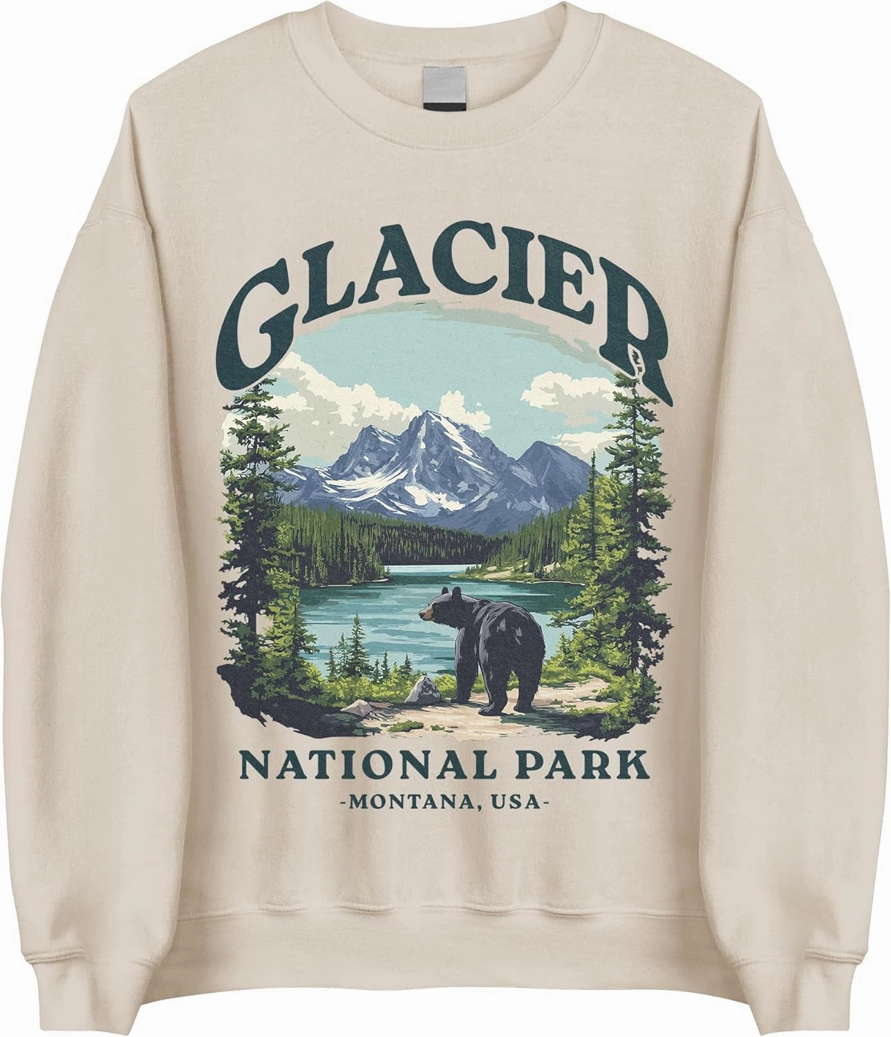 Glacier National Park Sweatshirt - Montana Bear Hiking Outdoor Sweatshirt, Nature Lover Crewneck