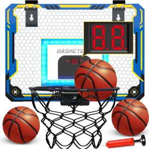 GMAOPHY Mini Basketball Hoop with Electronic Scoreboard Over The Door, Basketball Hoop Indoor for 5 6 7 8 9 10  Year Old Boys Kids, Birthday Gift Sport Toys