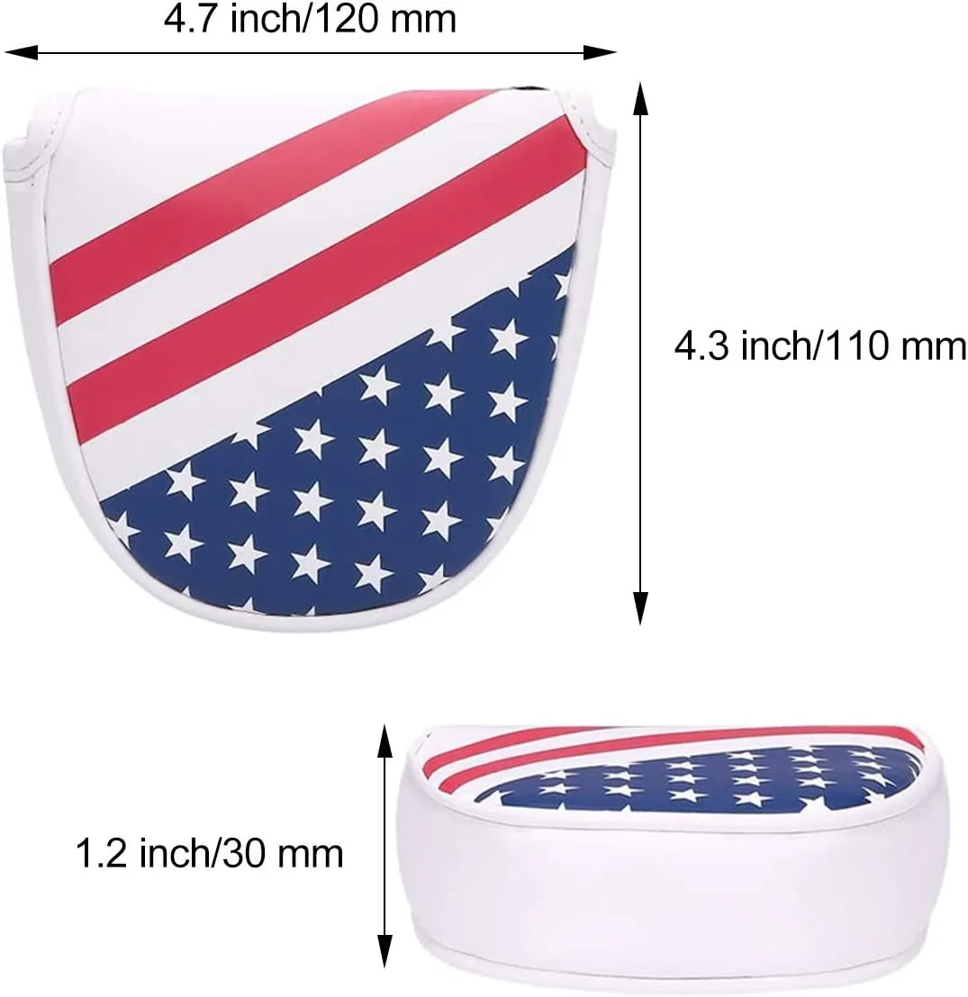 Golf Putter Cover, Golf Club Head Covers Mallet Putter Headcover Synthetic Leather Golf Blade Putter Cover with Magnetic Closure & America USA Style for Golf Putter Covers for Blade Putter Covers