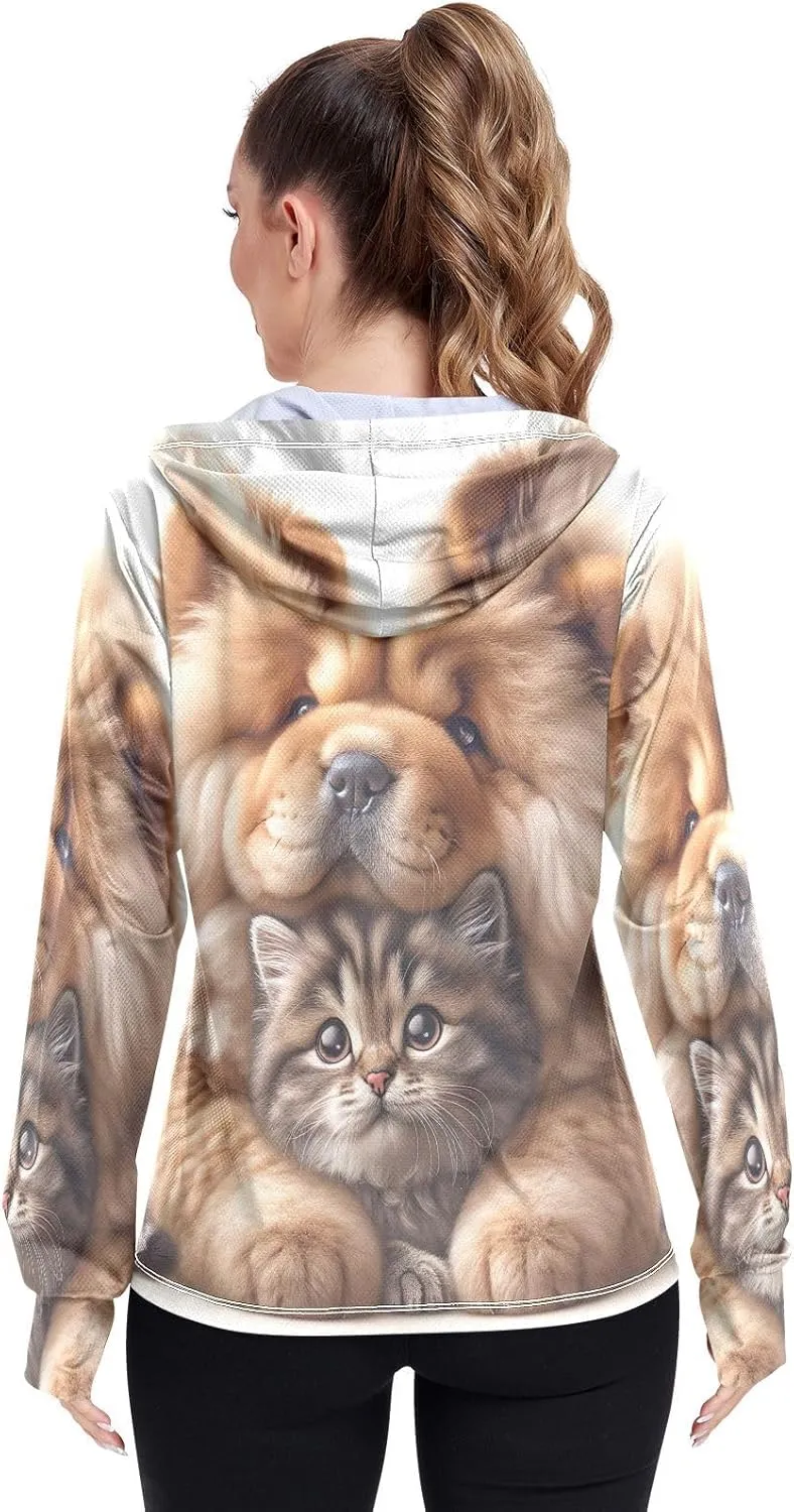 Golfing Bear Workout Hoodie Upf 50 , Sunscreen Shirts Women Long Sleeve, Zip Hoodie, Outdoor Clothing Women