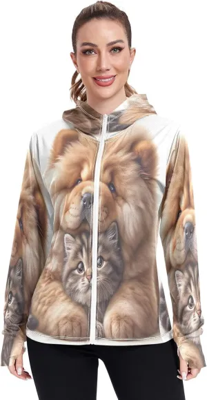 Golfing Bear Workout Hoodie Upf 50 , Sunscreen Shirts Women Long Sleeve, Zip Hoodie, Outdoor Clothing Women
