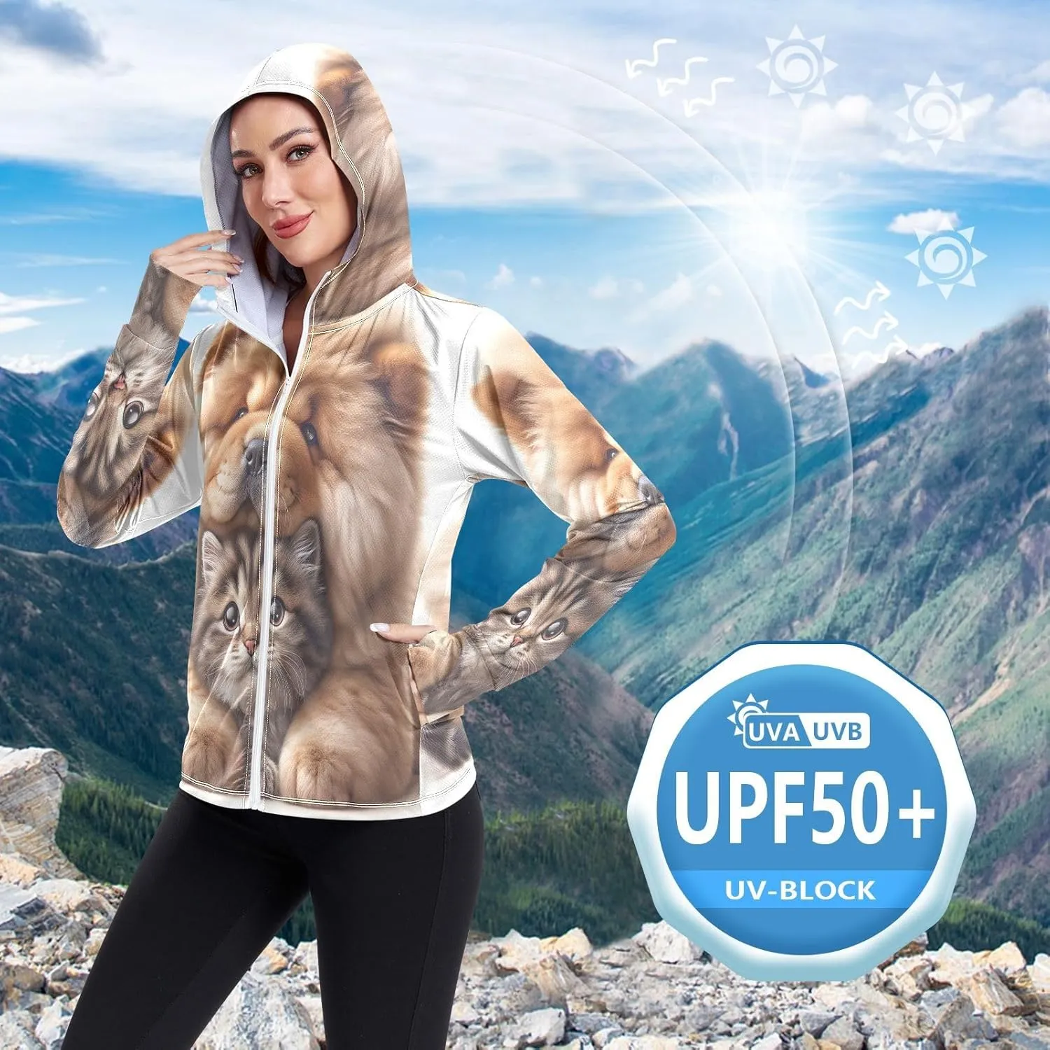 Golfing Bear Workout Hoodie Upf 50 , Sunscreen Shirts Women Long Sleeve, Zip Hoodie, Outdoor Clothing Women