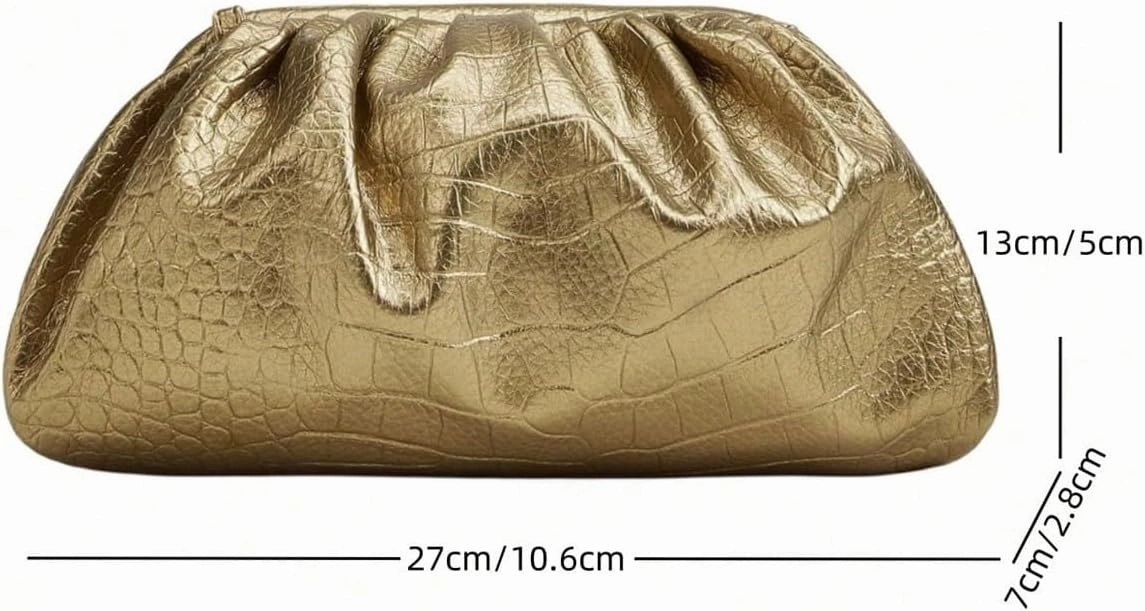 GORGLITTER Women's Dumpling Bag Metallic Cloud Bag Ruched Evening Bags