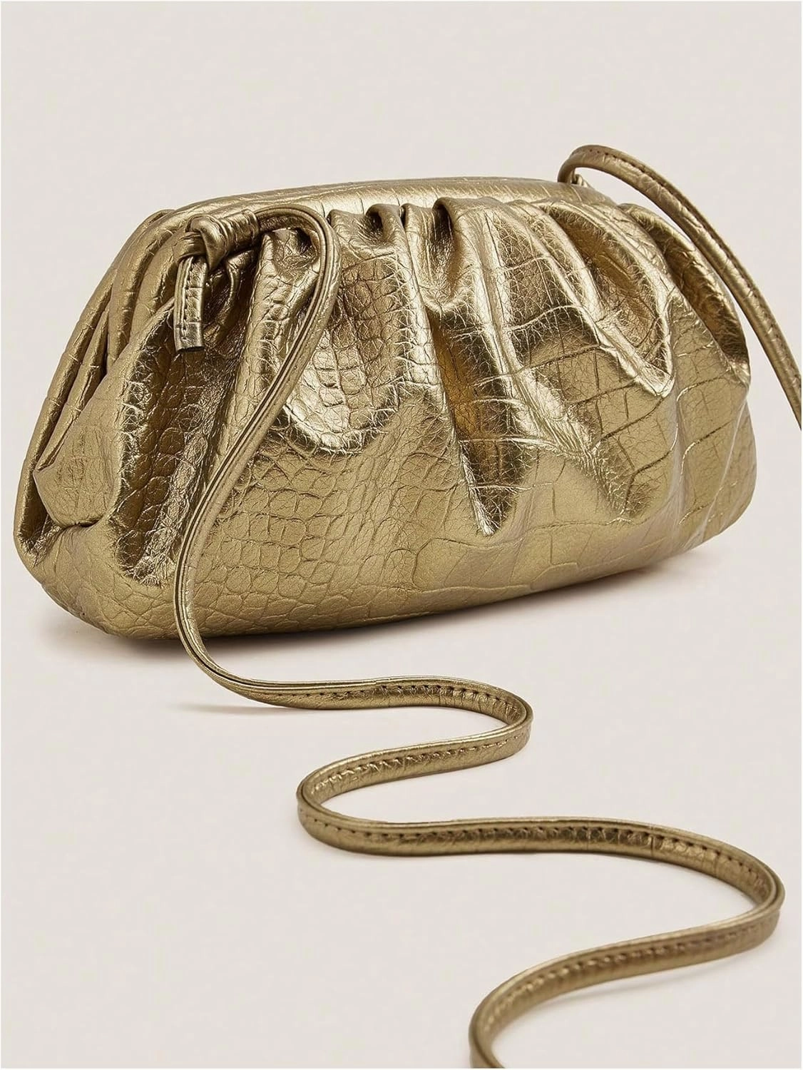 GORGLITTER Women's Dumpling Bag Metallic Cloud Bag Ruched Evening Bags