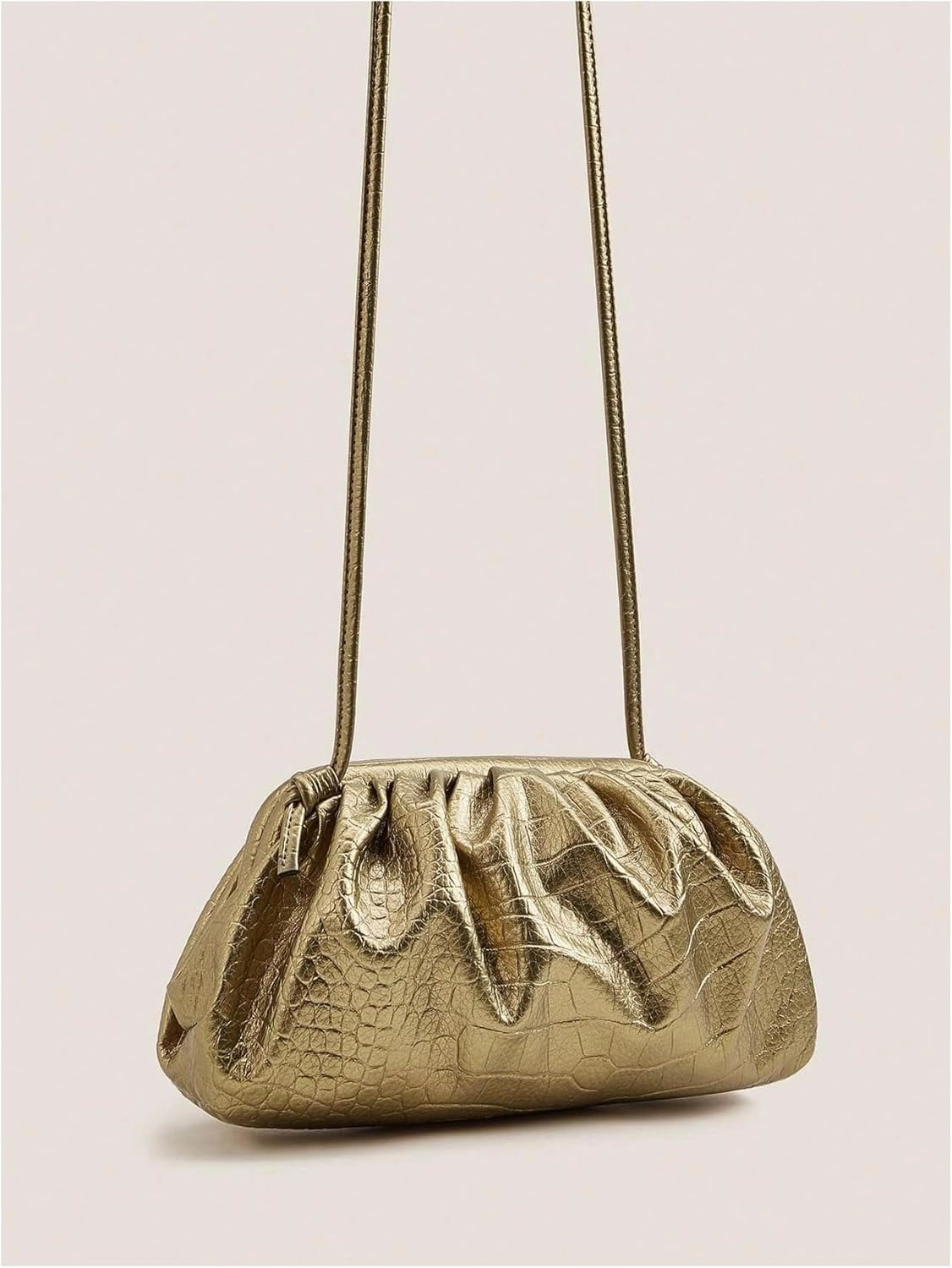 GORGLITTER Women's Dumpling Bag Metallic Cloud Bag Ruched Evening Bags