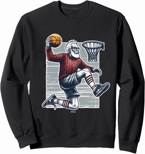 GRANDPA WITH BEARD SLAM DUNK IN RED SWEATER Sweatshirt
