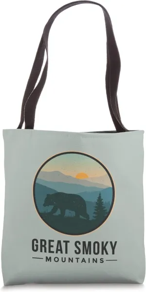 Great Smoky Mountains Retro National Park Bear Graphic Tote Bag