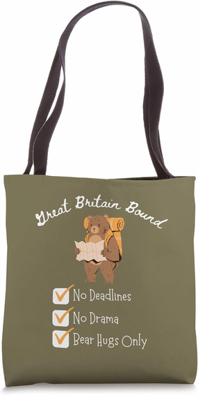 Great Britain Vacation Travel Bear Hugs Only Tote Bag