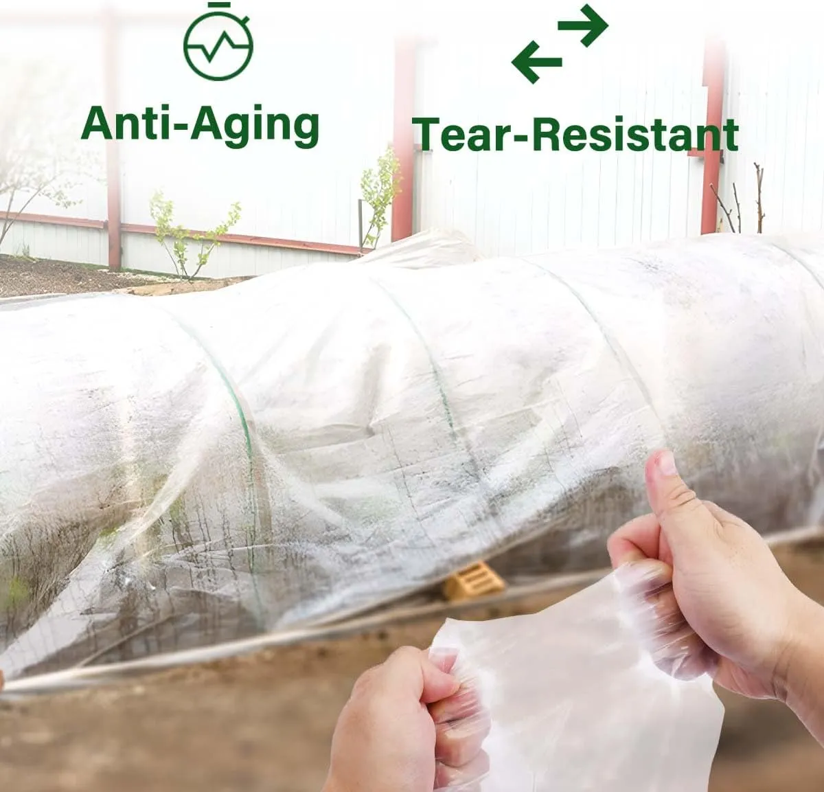 Greenhouse Plastic Sheeting 6 Mil, 10 x 15 FT Heavy Duty Clear Polyethylene Film for Greenhouses, High Light Transmission, Weatherproof, UV Resistant, Plastic Covering for Gardening, Farming