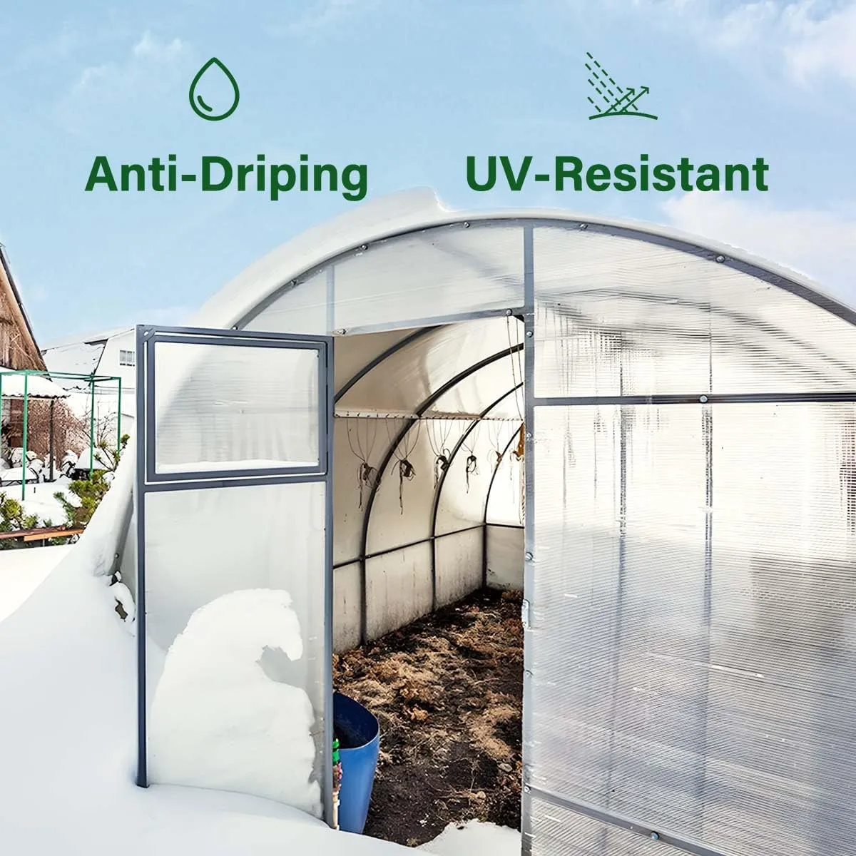 Greenhouse Plastic Sheeting 6 Mil, 10 x 15 FT Heavy Duty Clear Polyethylene Film for Greenhouses, High Light Transmission, Weatherproof, UV Resistant, Plastic Covering for Gardening, Farming