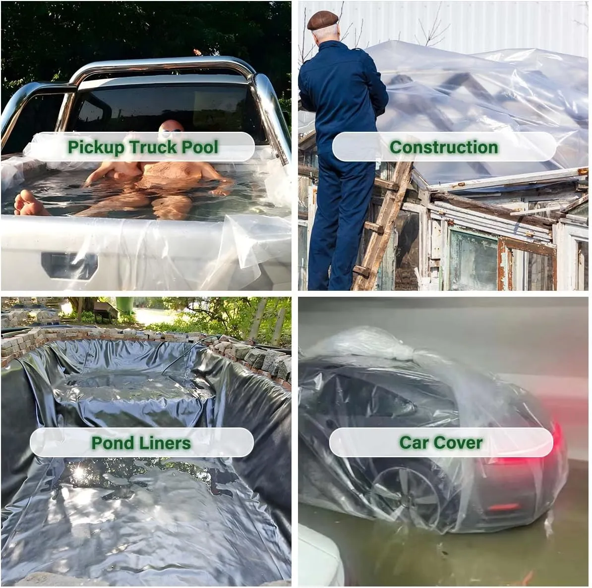Greenhouse Plastic Sheeting 6 Mil, 10 x 15 FT Heavy Duty Clear Polyethylene Film for Greenhouses, High Light Transmission, Weatherproof, UV Resistant, Plastic Covering for Gardening, Farming