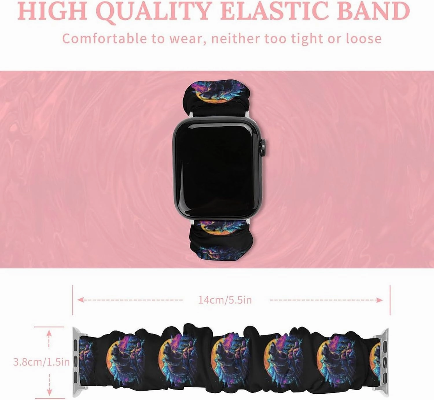 Grizzly Bear Sunset Fashion Watch Strap Scrunchies Wristbands Compatible With IWatch Series