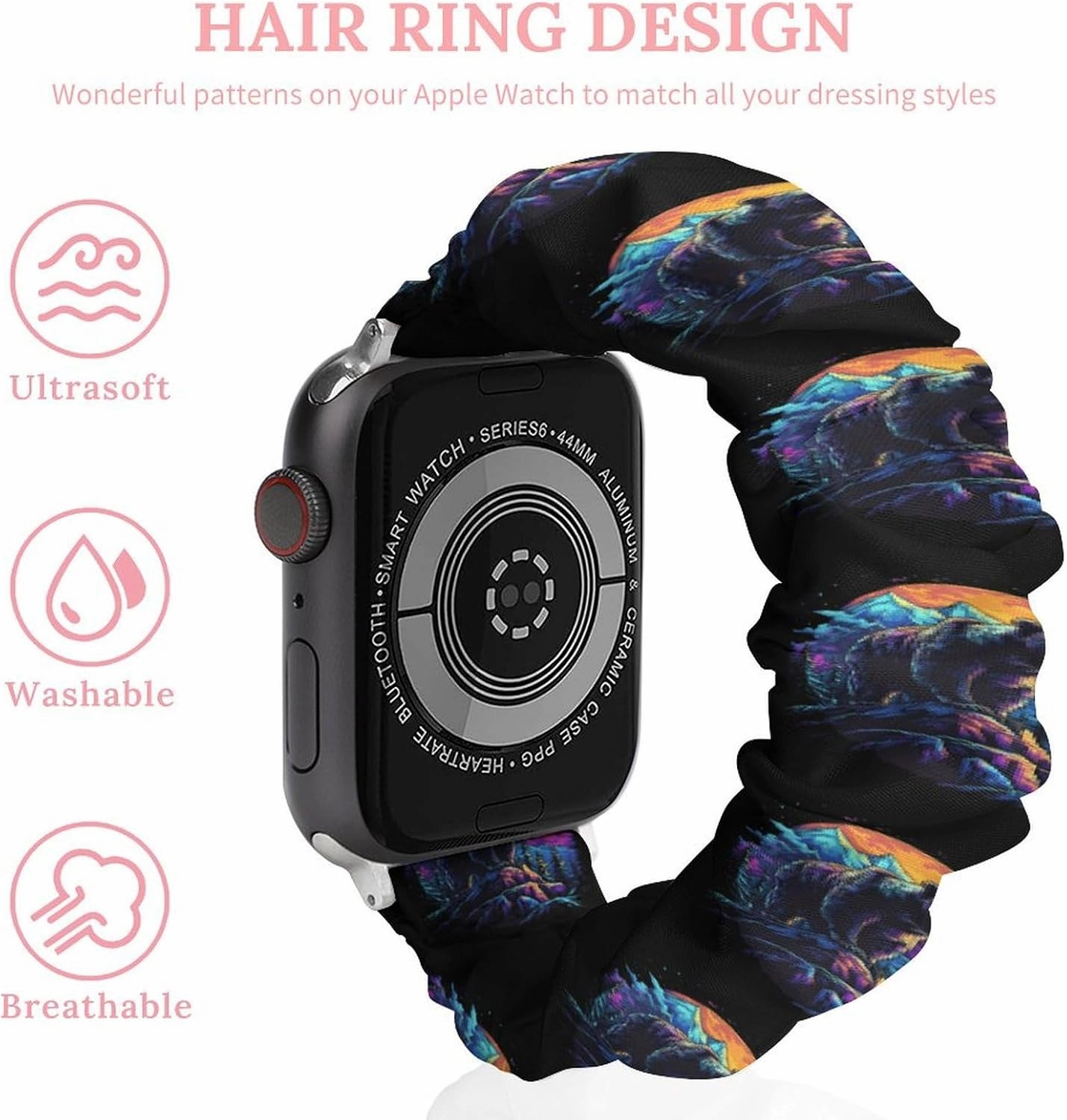 Grizzly Bear Sunset Fashion Watch Strap Scrunchies Wristbands Compatible With IWatch Series