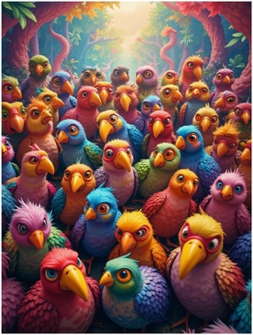 GVYGVY Diamond Painting (Frameless) Colorful Parrots in Enchanted Forest Full Drill Diamond Art Kits Corlorful Diamond Painting Kits for Adults for Home Wall Decor