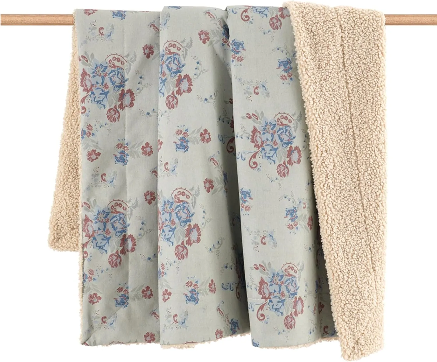 H HIEND ACCENTS Tasha Polizzi for Paseo Road Rosabel Floral Throw Blanket, 50x60 inch, Washed Denim Throw, Teddy-Backed Soft Boucle Reverse Side, Plush Cozy Western Blanket for Bed, Couch, Sofa