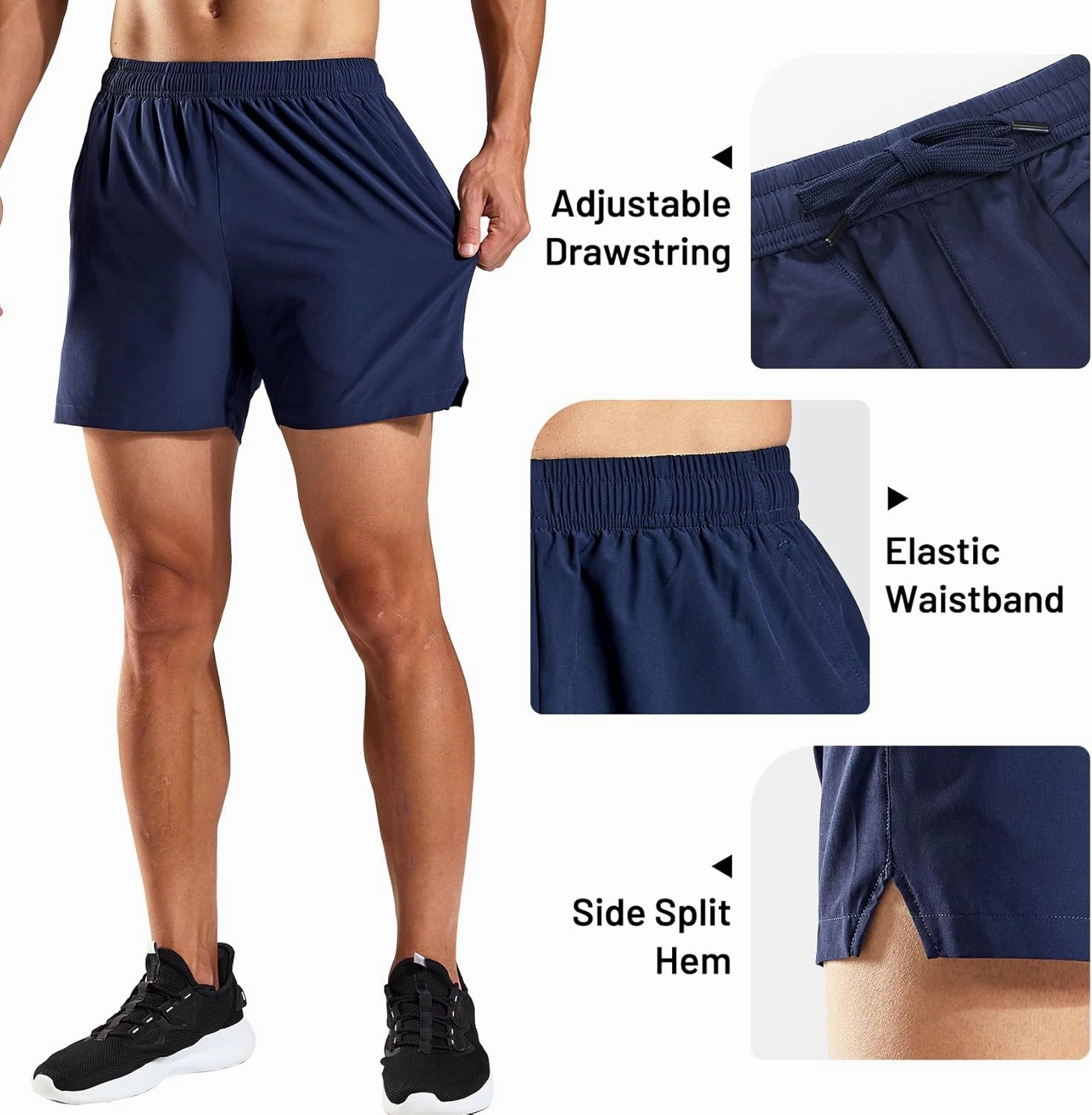 Haimont 5 Inch Mens Dry Fit Running Athletic Shorts with Pockets, Water Resistant Lightweight Quick Dry Gym Workout Shorts