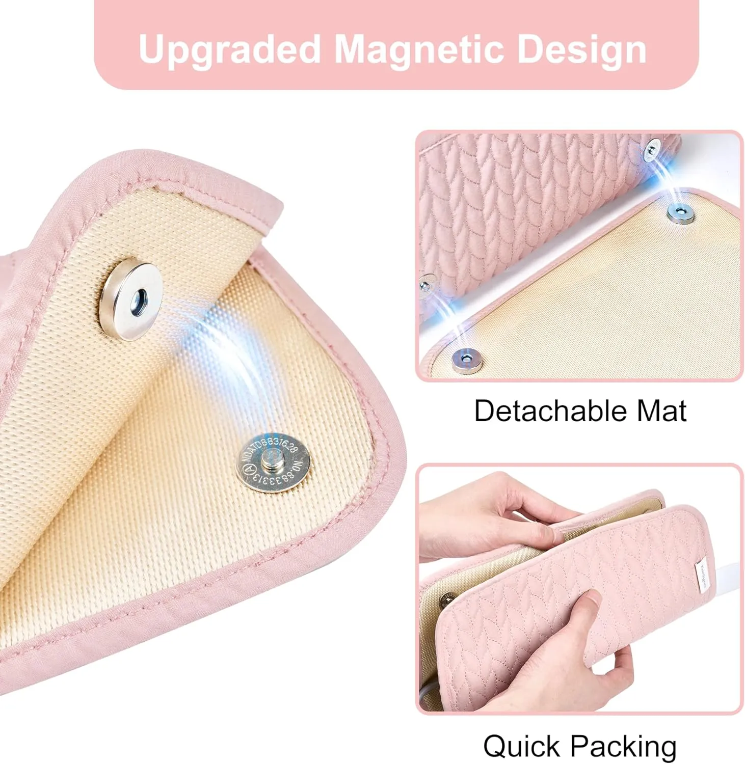 Hair Tools Travel Bag Karsyon Heat Resistant Mat Case Hot Tools Straightener, Curling Iron,Hair Dryers,Haircare Accessories Travel Essentials for Women 2 in 1 Organizer Bags (Pink)