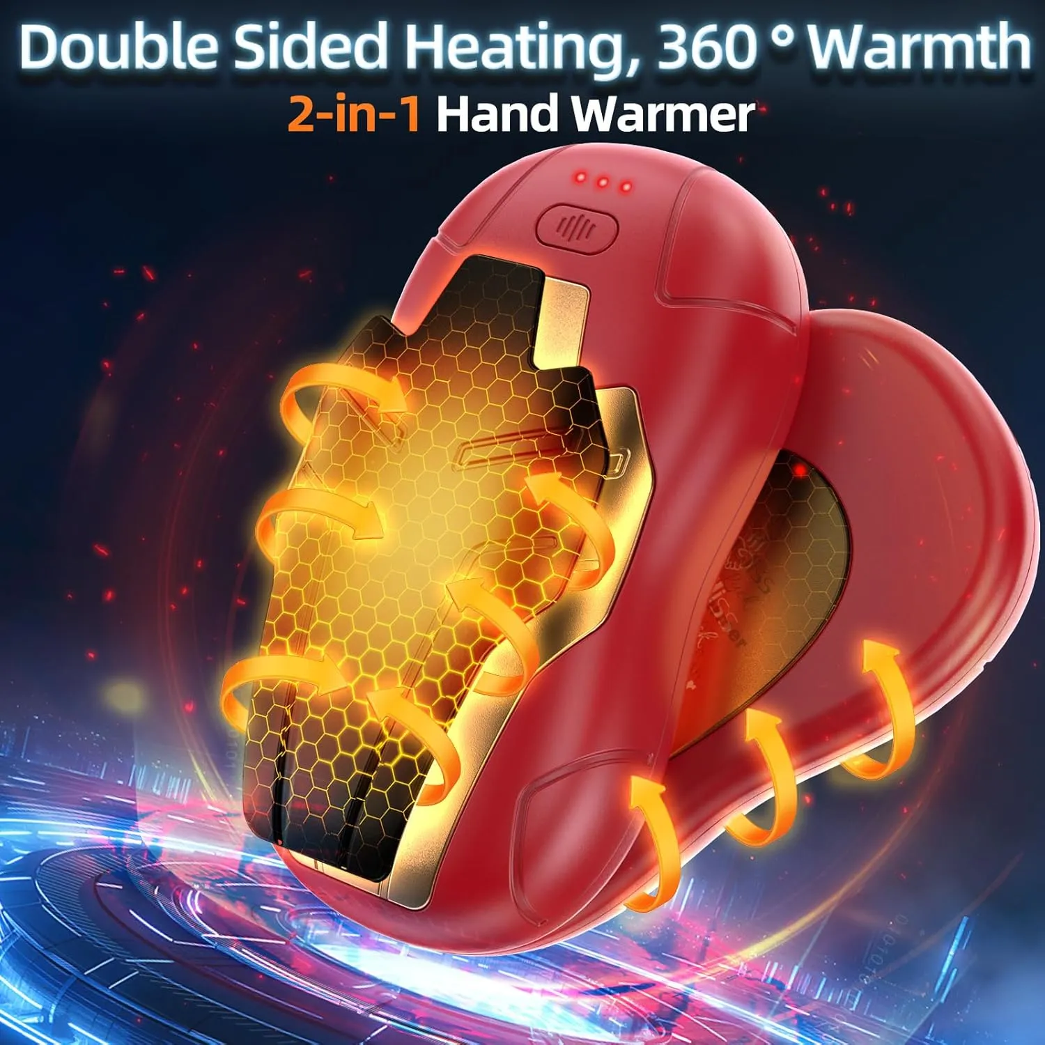 Hand Warmers Rechargeable 2 Pack,FANDLISS 10000mAh Magnetic Double Side Heating, Electric Hand Warmers 3 Levels Lasting Heat,Outdoor Heater Men Women Present for Christmas,Camping,Hunting