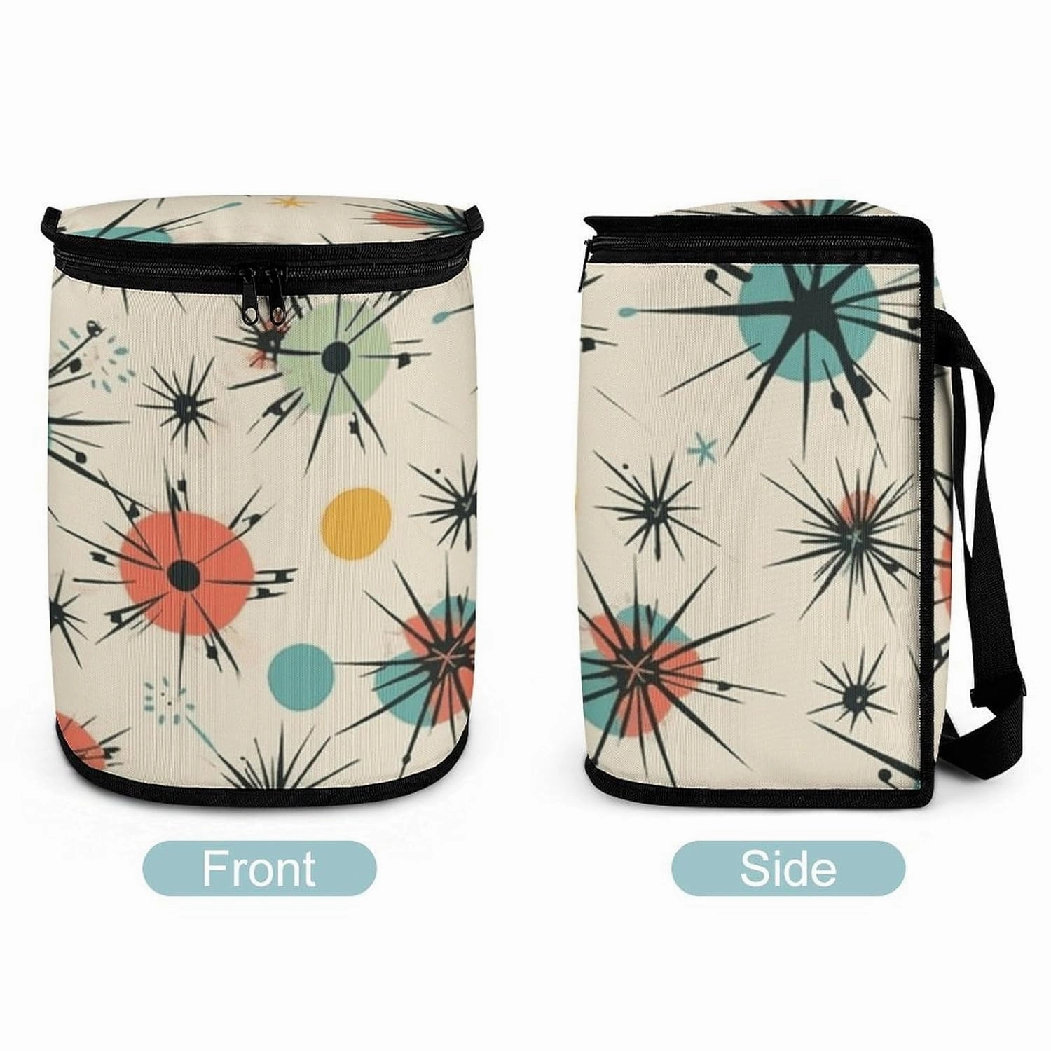 Hanging Car Garbage Bag Atomic Stars Retro Pattern Portable Car Trash Bag for Car SUV Truck