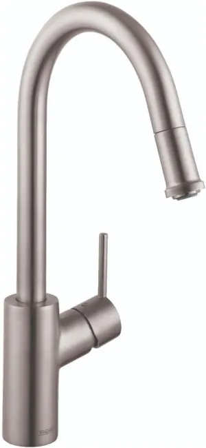 hansgrohe Talis S² Stainless Steel High Arc Kitchen Faucet, Kitchen Faucets with Pull Down Sprayer, Faucet for Kitchen Sink, Magnetic Docking Spray Head, Stainless Steel Optic 14872801