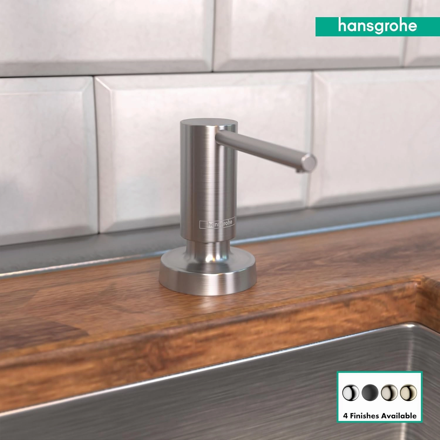 hansgrohe Bath and Kitchen Sink Soap Dispenser, Talis 4-inch, Modern Soap Dispenser in Stainless Steel Optic, 40448801