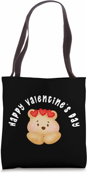 Happy Valentine's Day Cute Bear Graphic Art February 14th Tote Bag