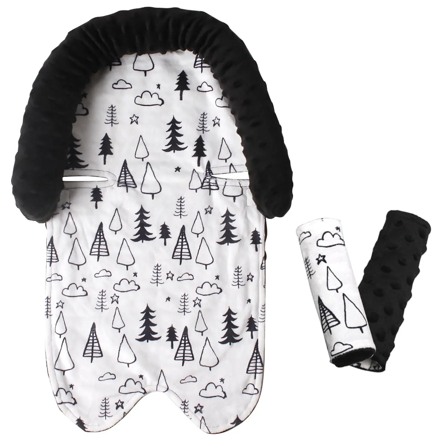 Head Support & Strap Cover for Baby Car Seats, Infant Car Seat Insert for Newborn, Soft Minky Carseat Insert Cushion Pad, Perfect for Carseats, Strollers, Swings
